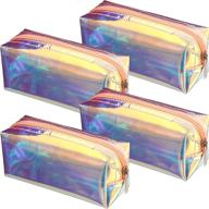 💄 women's girls' portable holographic makeup bag - waterproof cosmetic pouch in iridescent finish - ideal toiletries bag for travel logo