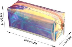 img 3 attached to 💄 Women's Girls' Portable Holographic Makeup Bag - Waterproof Cosmetic Pouch in Iridescent Finish - Ideal Toiletries Bag for Travel