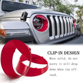 img 2 attached to 🔴 Yoursme Front Grille Insert Grill Covers & Headlight Lamp Cover Trim - Red for 2018-2020 Jeep Wrangler JL JLU Sport/Sports (17PCS/Set)
