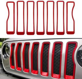img 3 attached to 🔴 Yoursme Front Grille Insert Grill Covers & Headlight Lamp Cover Trim - Red for 2018-2020 Jeep Wrangler JL JLU Sport/Sports (17PCS/Set)
