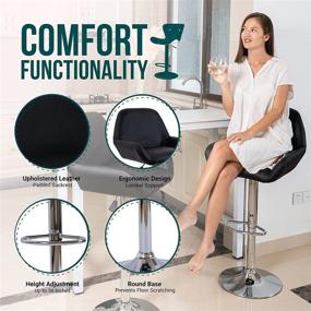 img 2 attached to 🪑 Adjustable Bar Stools Set of 2 for Kitchen, Bar, Café and More - Polished Chrome Swivel Base and Grade 1 Gas Lift - Height 32-41” - Black by WeSeat