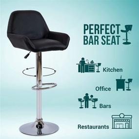 img 3 attached to 🪑 Adjustable Bar Stools Set of 2 for Kitchen, Bar, Café and More - Polished Chrome Swivel Base and Grade 1 Gas Lift - Height 32-41” - Black by WeSeat