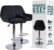 🪑 adjustable bar stools set of 2 for kitchen, bar, café and more - polished chrome swivel base and grade 1 gas lift - height 32-41” - black by weseat logo