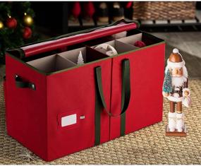 img 3 attached to 🎅 Christmas Figurine Storage Box | Zippered Closure, Protects up to 8 Figurines | 15-Inch Size | Durable Non-Woven Container with Handles | Ideal for Xmas Decorations Accessories