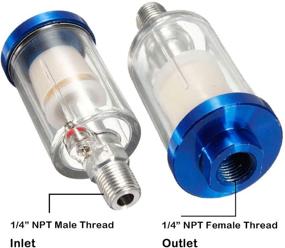 img 1 attached to Beduan Water Oil Separator Filter, 1/4&#34; NPT Male/Female Thread Spray Gun Filters Air Line Compressor Fitting - Pack of 2