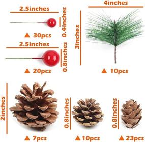 img 2 attached to 100 Natural Pine Cones Pine Branch for Decorating, DIY Wreath Making Supplies, Pine Cones for Crafts, Artificial Red Berries for Christmas Tree, Winter Farmhouse Christmas Decor Set