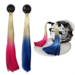 img 2 attached to 👱 Hai Hong Helmet Ponytail - Gradient Ramp Helmet Pigtails with Suction Cup for Motorcycle Bike Ombre Color (Helmet Not Included)