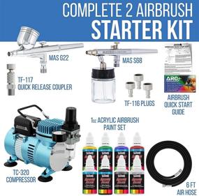 img 3 attached to 🎨 Master Airbrush Cool Runner II Air Compressor Airbrushing System Kit with Dual Fans, 2 Professional Airbrushes, Gravity and Siphon Feed - 6 Primary Opaque Colors Acrylic Paint Set for Artists - Comprehensive Guide Included