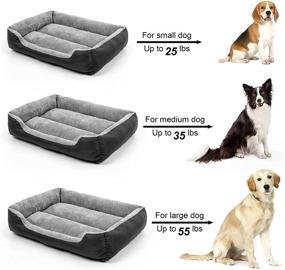 img 2 attached to 🐶 Washable Rectangular Dog Bed with Warm Breathable Design - Ideal for Medium Dogs, featuring Soft Cotton and Coral Fleece Bottom