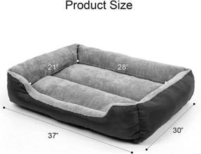 img 3 attached to 🐶 Washable Rectangular Dog Bed with Warm Breathable Design - Ideal for Medium Dogs, featuring Soft Cotton and Coral Fleece Bottom