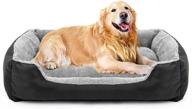 🐶 washable rectangular dog bed with warm breathable design - ideal for medium dogs, featuring soft cotton and coral fleece bottom logo