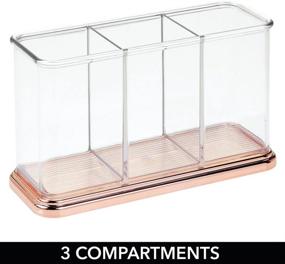 img 3 attached to 🖋️ mDesign Plastic Organizer Cup Holder for Desks and Office - Divided Storage for Pens, Pencils, Markers, Scissors - Clear/Rose Gold