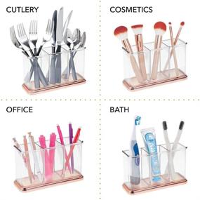 img 2 attached to 🖋️ mDesign Plastic Organizer Cup Holder for Desks and Office - Divided Storage for Pens, Pencils, Markers, Scissors - Clear/Rose Gold