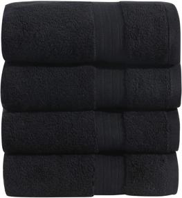 img 3 attached to Mawill Cotton Washcloths Set: Super Soft, Highly Absorbent Fingertip Towels for Fast Drying – 4-Pack, Black (13 x 13 inches)