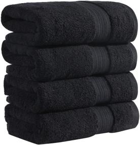 img 4 attached to Mawill Cotton Washcloths Set: Super Soft, Highly Absorbent Fingertip Towels for Fast Drying – 4-Pack, Black (13 x 13 inches)