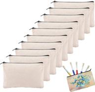 10 pcs canvas make up bags - versatile canvas zipper pouches for travel, cosmetic organizing, pencil cases & more! logo