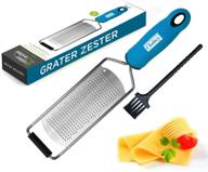 🧀 kitchen grater &amp; zester - premium graters for cheese and lemon, pro-grade zester grater with comfortable handle, ultra-sharp stainless steel blade + cover + brush, dishwasher friendly. logo