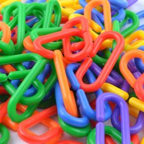 img 4 attached to 🔗 100-Piece Plastic C-Clips Hooks Chain Links for Rat Parrot Bird Toy Cage
