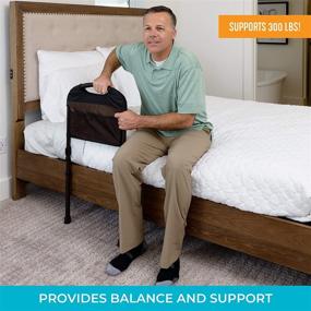 img 3 attached to 🛏️ Stander Stable Rail: The Ultimate Bed Assist Rail for Elderly Adults - Adjustable Legs & Organizer Pouch Included