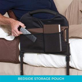 img 1 attached to 🛏️ Stander Stable Rail: The Ultimate Bed Assist Rail for Elderly Adults - Adjustable Legs & Organizer Pouch Included