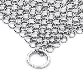 img 3 attached to 🍳 Amagabeli Stainless Steel 8”x6” Chainmail Scrubber for Cast Iron Cleaner - Cookware Accessories Set for Dutch Ovens, Polycarbonate Skillet, Pot, Grill - Pan Scraper, Seasoning, Cleaning Tools Included