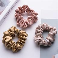 💁 премиум mtsnoo silk scrunchies: 100% чистый шелковый шелк mulberry 22 momme для кудрявых волос - набор из 3 эластичных шелковых резинок для волос для женщин и девочек логотип