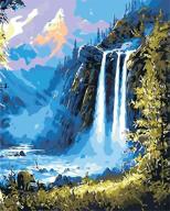 🖌️ waterfall and lake paint by number kits - beginner & kids' canvas painting set with 3 brushes and acrylic pigments - diy oil painting of natural landscape (16"x20") logo