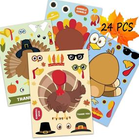 img 4 attached to 🦃 Happy Storm Thanksgiving Stickers: Fun Turkey Face Party Games and DIY Party Favors for Thanksgiving Deco (24 PCS)