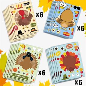 img 2 attached to 🦃 Happy Storm Thanksgiving Stickers: Fun Turkey Face Party Games and DIY Party Favors for Thanksgiving Deco (24 PCS)