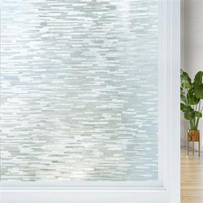 img 4 attached to 🌫️ Frosted Privacy Window Film: Adhesive-Free UV Blocking Covering for Home & Office - Haton 17.5 x 78.7 Inches