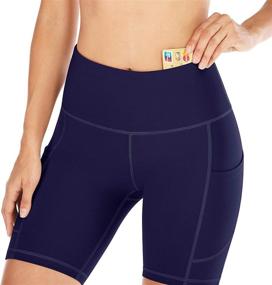 img 2 attached to 🩳 IUGA Women's Workout Shorts with Pockets - High-Waisted Biker Shorts for Yoga, Running, and More