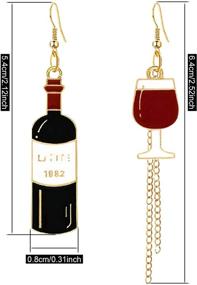 img 3 attached to 🍷 Stunning Handmade Enamel Red Wine Bottle Cup Chain Earrings - Fashionable Accessories for Women and Girls - Perfect Statement Jewelry Gifts