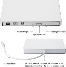 img 3 attached to 📀 ROOFULL Внешний привод CD/DVD +/-RW с USB 3.0 Type-C. Премиальный портативный привод DVD CD ROM для проигрывания, чтения, записи и записи оптических дисков. Совместим с Apple Mac MacBook Pro/ Air, Windows Laptop Computer. Цвет: серебро.