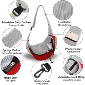 img 3 attached to 🐾 Breathable Mesh Pet Sling Bag for Small Cats and Dogs - Hands-Free Outdoor Travel Carrier with Adjustable Strap by YOYAKER