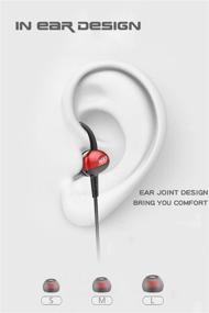 img 2 attached to 🎧 WEZ In Ear Headphones: Red Noise Isolating Earbuds with Microphone, Ideal for Sports and Workouts