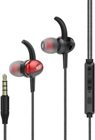 img 4 attached to 🎧 Наушники WEZ In Ear: Красные шумоизолирующие вкладыши с микрофоном, идеально подходят для спорта и тренировок