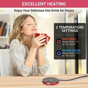 img 2 attached to ☕️ Nouvati Red Festive Mug Warmer - Desk Coffee Warmer with Auto Shut-Off & Safety Features, Two Heating Modes, Excellent Heating for Milk & Tea, Sleek Design