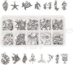 img 4 attached to 🐠 PH PandaHall 90pcs 15 Style Ocean Fish Charms Antique Silver Tibetan Alloy Seashell Marine Animal Sea Creatures Charms Pendants Beads for DIY Bracelet Necklace Jewelry Making in Wakiki Hawaii