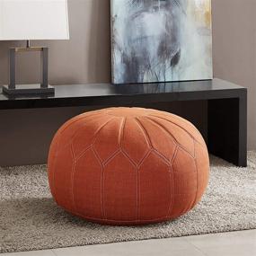 img 3 attached to 🍊 Large Madison Park Kelsey Round Floor Pillow Pouf - Soft Fabric, Polystyrene Beads Fill Ottoman Foot Stool - Mid-Century Modern Floral Design Oversized Beanbag, Orange