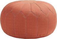 🍊 large madison park kelsey round floor pillow pouf - soft fabric, polystyrene beads fill ottoman foot stool - mid-century modern floral design oversized beanbag, orange logo