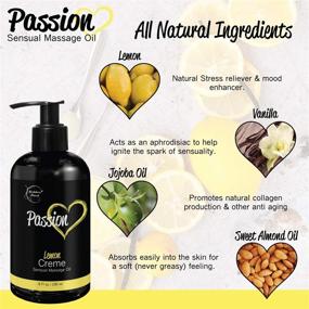 img 1 attached to ⚡ Passion Sensual Massage Oil for Couples – Natural Lemon Crème Scent with Almond Oil & Jojoba Oil. Organic Body Oil for Dry Skin. Romance & Relaxation Massaging Oil – 8oz