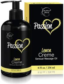 img 4 attached to ⚡ Passion Sensual Massage Oil for Couples – Natural Lemon Crème Scent with Almond Oil & Jojoba Oil. Organic Body Oil for Dry Skin. Romance & Relaxation Massaging Oil – 8oz