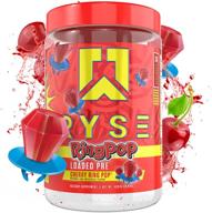 💪 ryse up supplements loaded pre-workout powder - official ring pop® cherry flavor - fuel your greatness - pump, energy, and strength - 438 grams (1 pack) logo