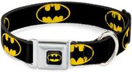 🦇 buckle-down seatbelt buckle dog collar - premium batman shield design in black/yellow logo