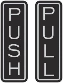 img 1 attached to All Quality Classic Vertical Push Pull Door Sign (Black/Silver) - Small