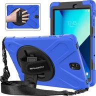 braecnstock galaxy tab s3 9.7 case with 360° swivel stand, hand strap, and adjustable shoulder strap - three layer ultra hybrid shockproof full-body protective case for galaxy tab s3 9.7 sm-t820/blue logo