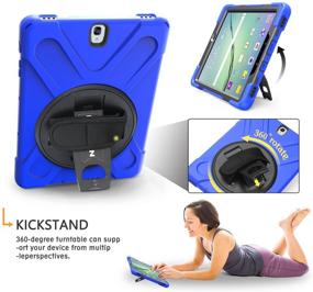 img 3 attached to BRAECNstock Galaxy Tab S3 9.7 Case with 360° Swivel Stand, Hand Strap, and Adjustable Shoulder Strap - Three Layer Ultra Hybrid Shockproof Full-Body Protective Case for Galaxy Tab S3 9.7 SM-T820/Blue