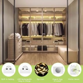 img 3 attached to 💡 USB Rechargeable Motion Sensor Cabinet LED Lights - Battery Operated Night Lighting Strip with Magnetic Stick for Under Closet, Bar, Bed, Kitchen Wall, Counter, Stair, Mirror