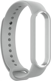 img 3 attached to 🖤 Gray Silicone Wristband Strap for Xiaomi Mi Band 5 Smart Watch - PINHEN Replacement Sport Bracelet Compatible with Xiaomi Mi Band 5