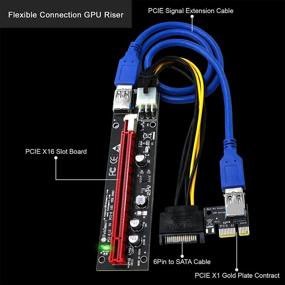 img 3 attached to 💰 FebSmart PCI-E Riser for Bitcoin Litecoin ETH Coin Mining with 6-PIN Power | PCIE Extension Cable GPU Riser for Ethereum Mining ETH | GPU Extension Cable PCIEX1 to PCIE X16 Extender VER006C | GPU Riser Pack of 6